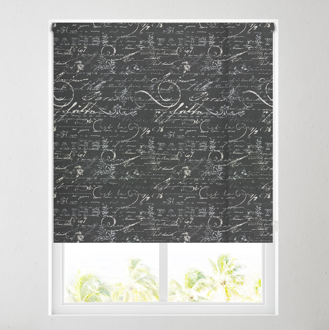 Calligraphy Charcoal Thermal Blackout Roller Blind