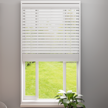 Load image into Gallery viewer, Serene Pure White Fine Grain Faux Wood Venetian Blind
