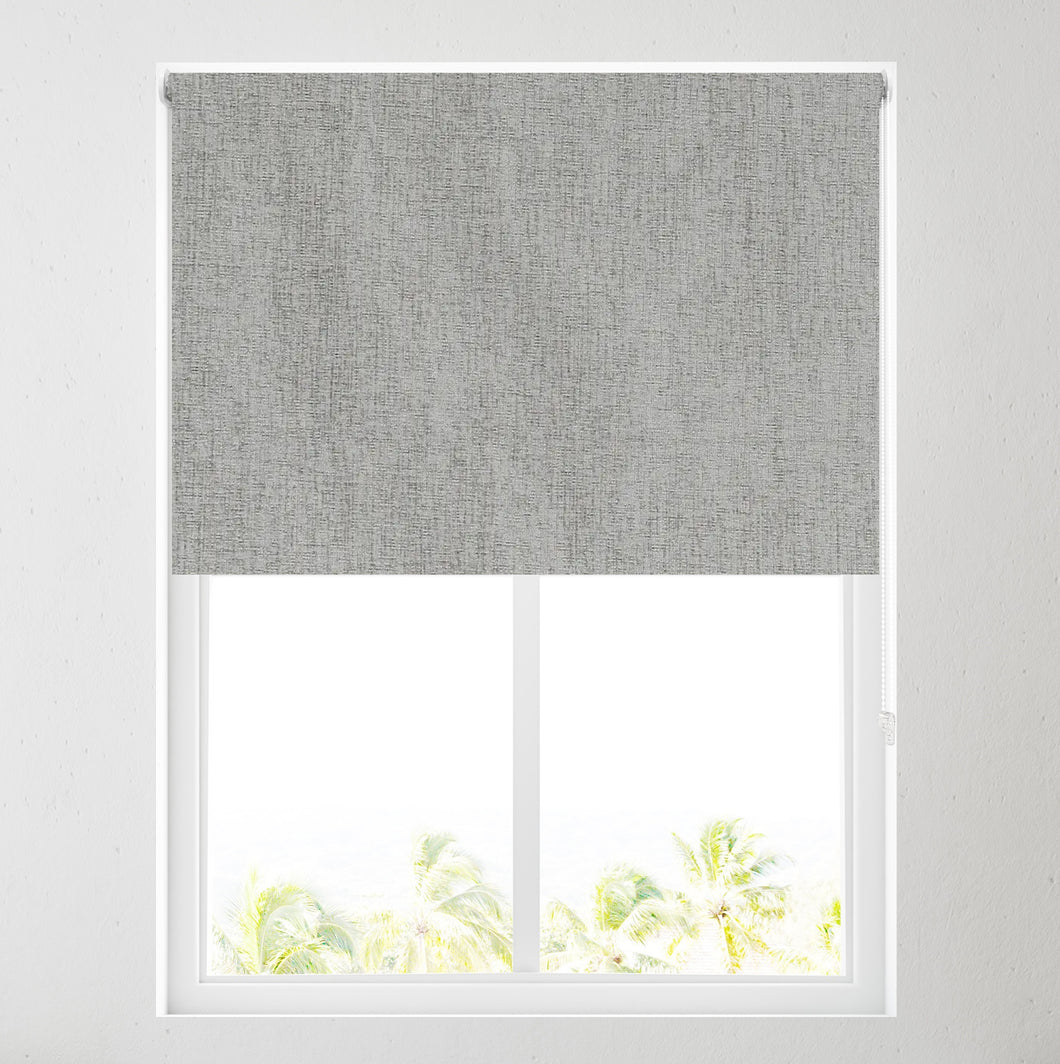 Silver / Grey Chenille Thermal Roller Blind
