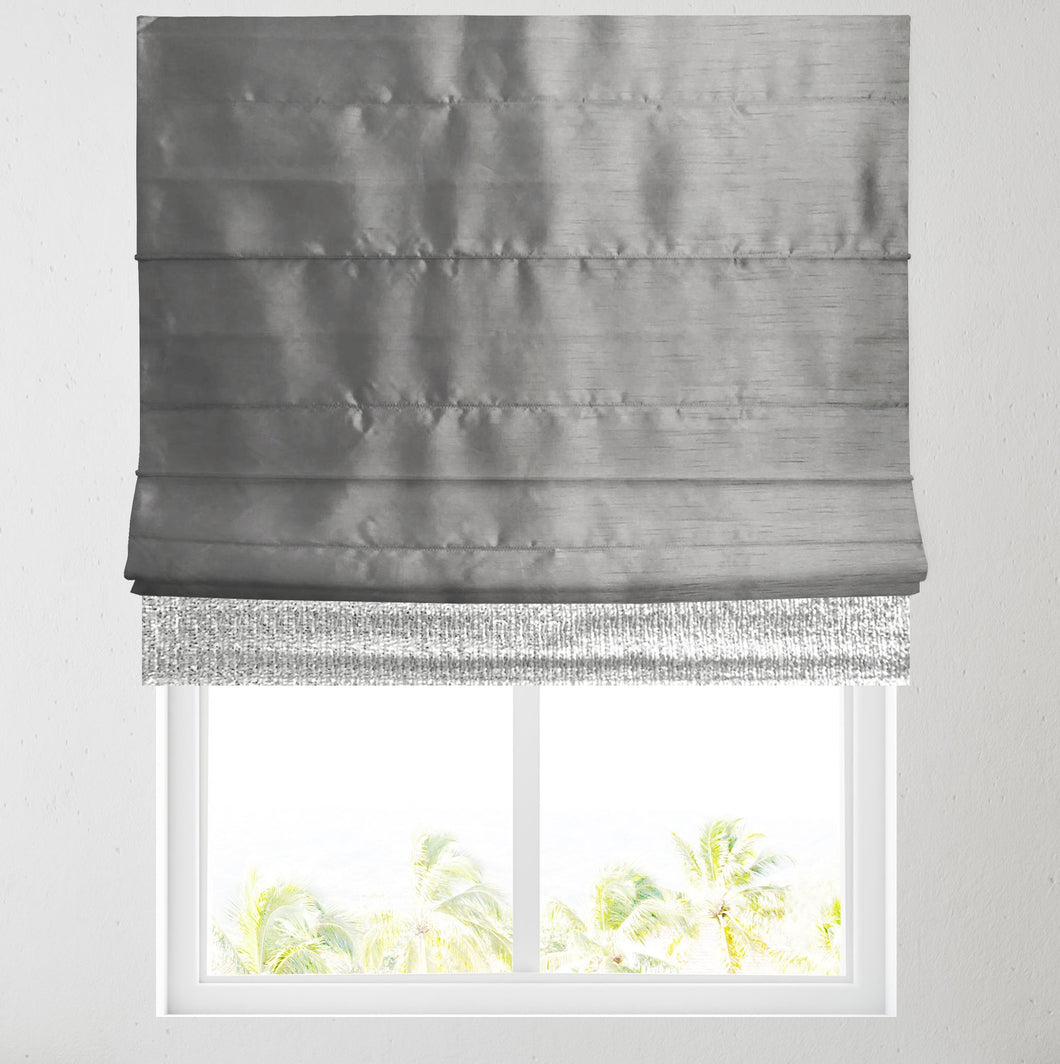 Silver Sequined Border Lined Roman Blind
