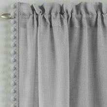 Load image into Gallery viewer, Tahiti Grey Pom Pom Voile Curtain Panel

