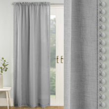 Load image into Gallery viewer, Tahiti Grey Pom Pom Voile Curtain Panel
