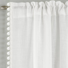 Load image into Gallery viewer, Tahiti White Pom Pom Voile Curtain Panel
