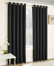Load image into Gallery viewer, Vogue Black Textured Self Lined Curtains
