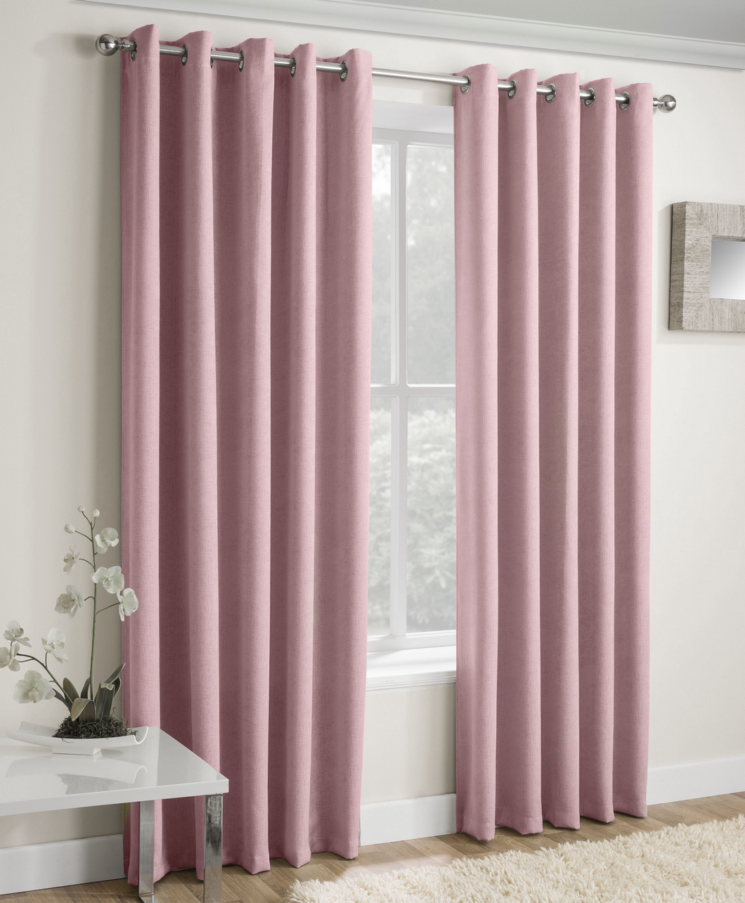 Vogue Blush Pink Textured Self Lined Curtains