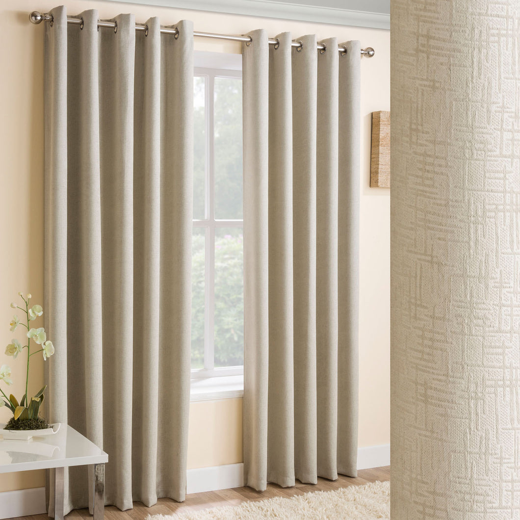 Vogue Cream Textured Self Lined Curtains