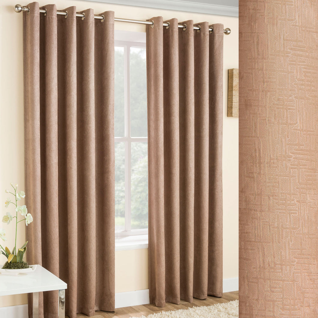 Vogue Latte Textured Self Lined Curtains