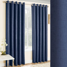 Load image into Gallery viewer, Vogue Navy Textured Self Lined Curtains

