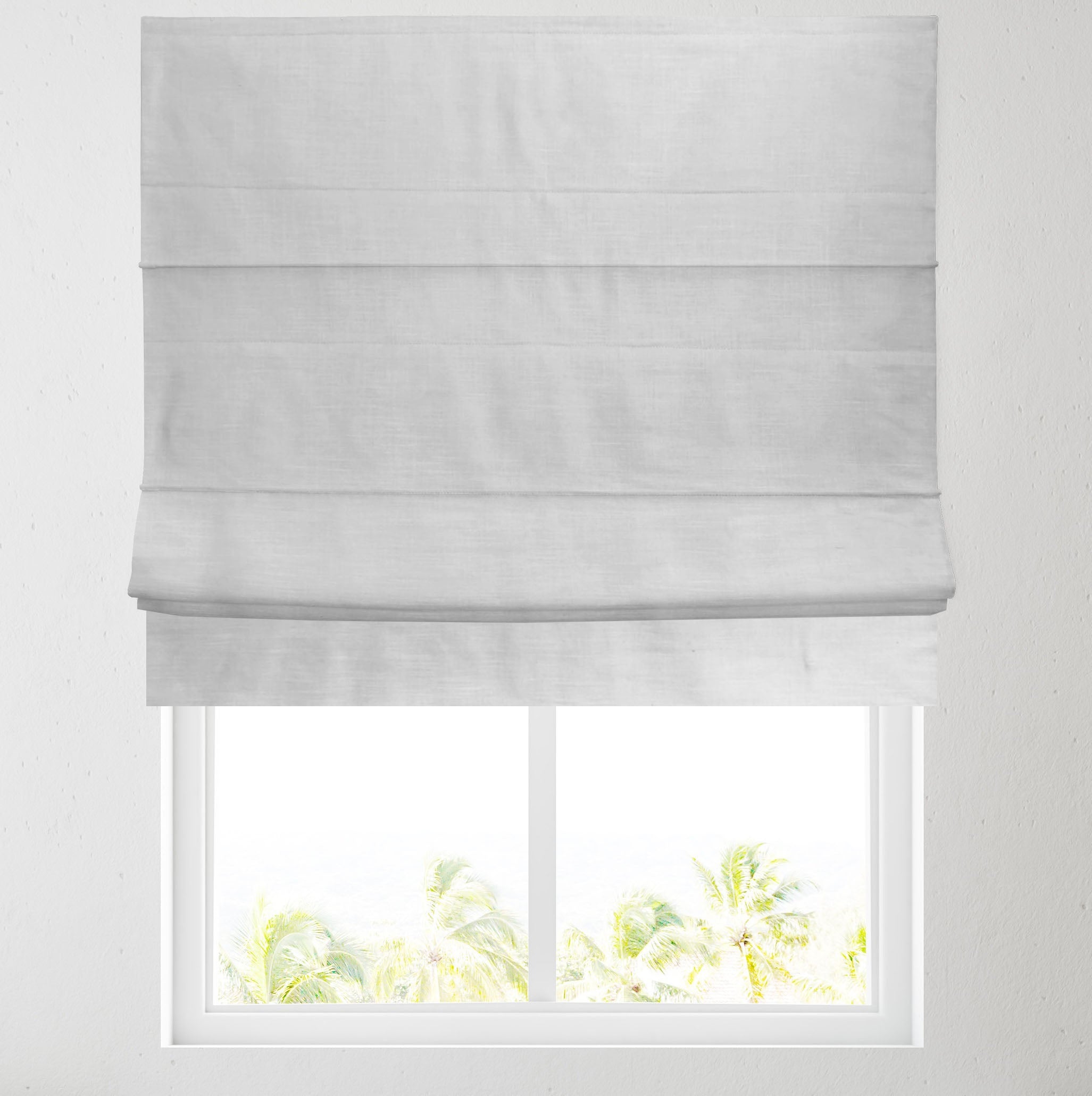 White Linen Blackout Lined Roman Blind
