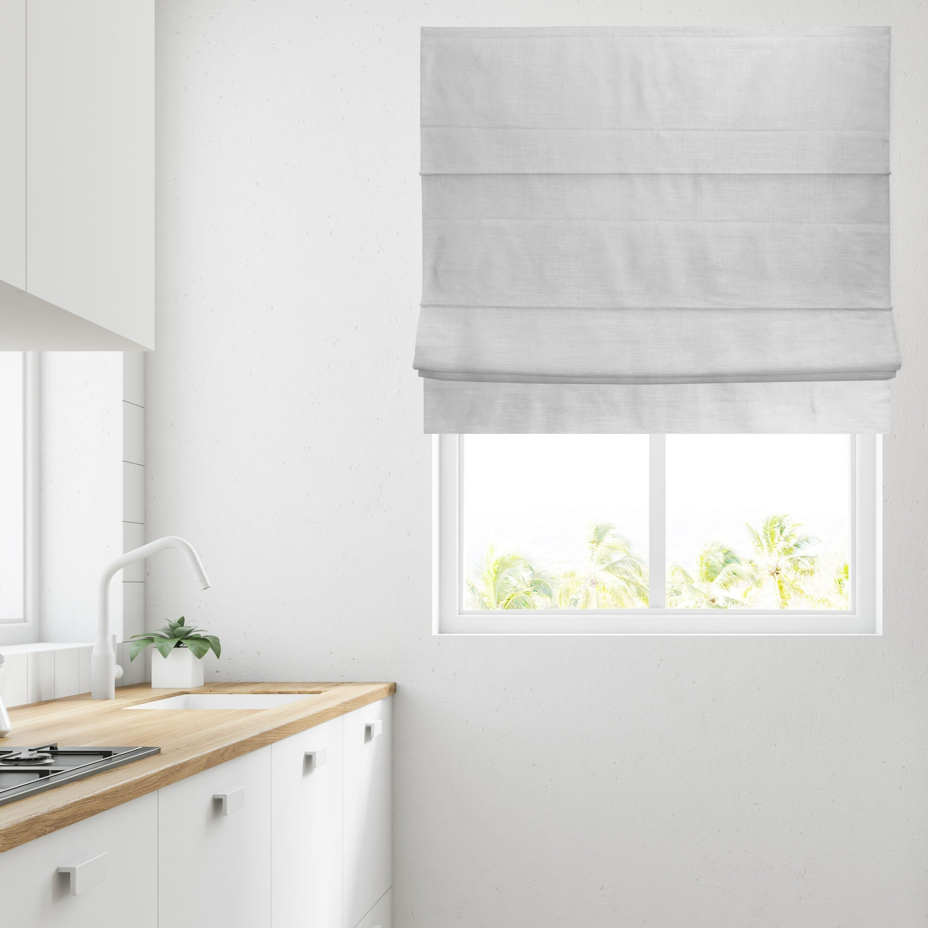 White Linen Blackout Lined Roman Blind