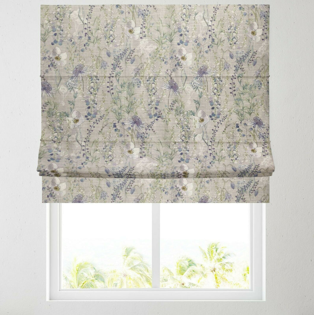 Country Meadow Lilac Lined Roman Blind
