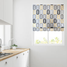 Load image into Gallery viewer, Grey &amp; Ochre Ellipse Lined Roman Blind
