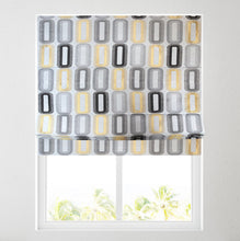 Load image into Gallery viewer, Grey &amp; Ochre Ellipse Lined Roman Blind
