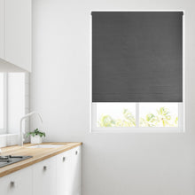 Load image into Gallery viewer, Charcoal Ribbed Thermal Blackout Roller Blind
