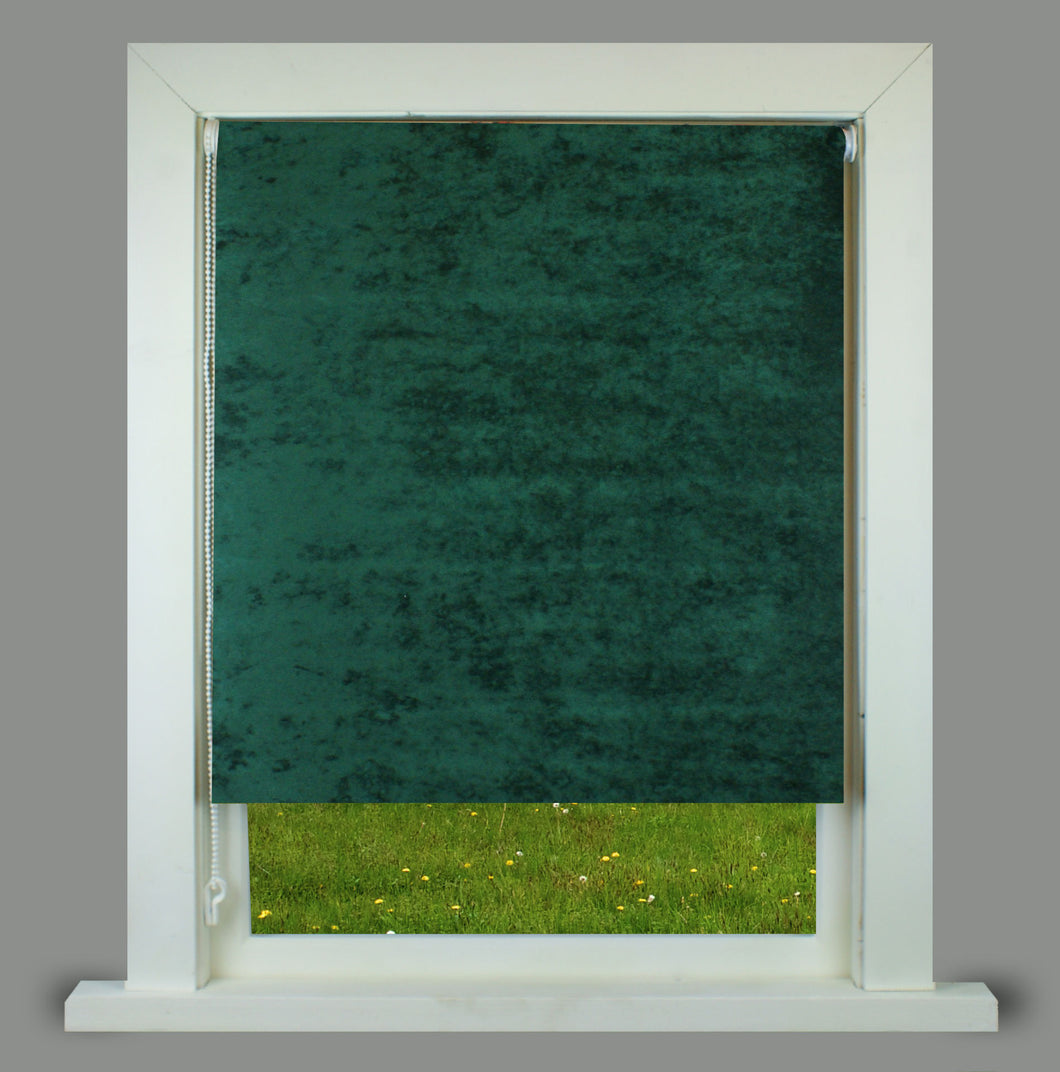 Green Crushed Faux Velvet Thermal Roller Blind