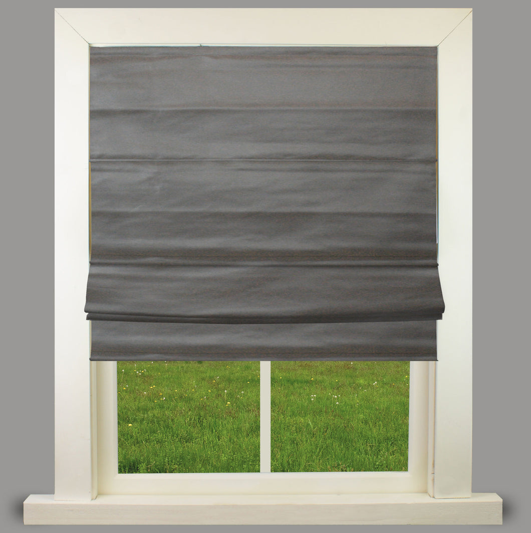 Vienna Charcoal Faux Silk Lined Roman Blind